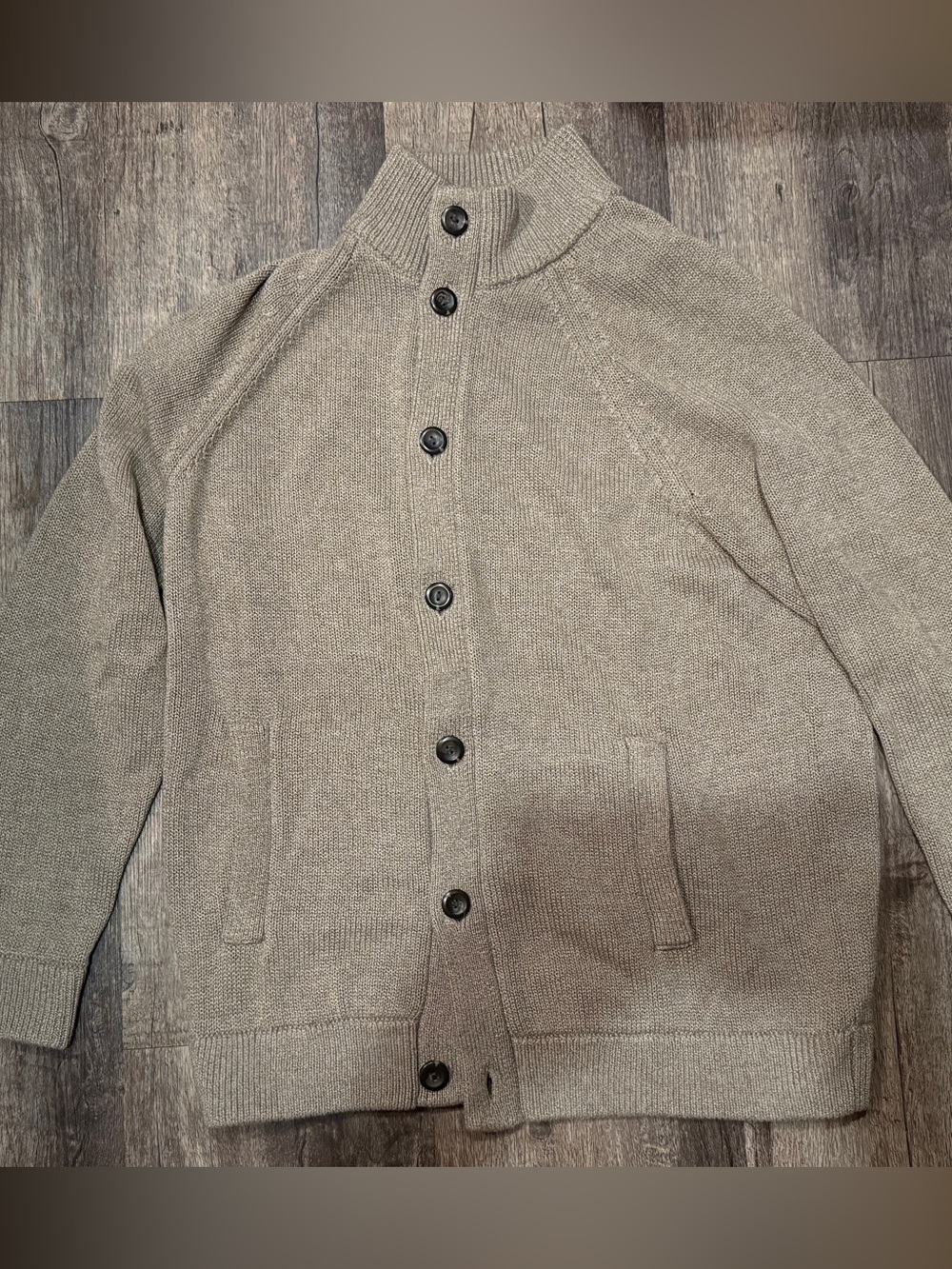Denver Hayes Men's Button-Front Cardigan Sweater - Taupe